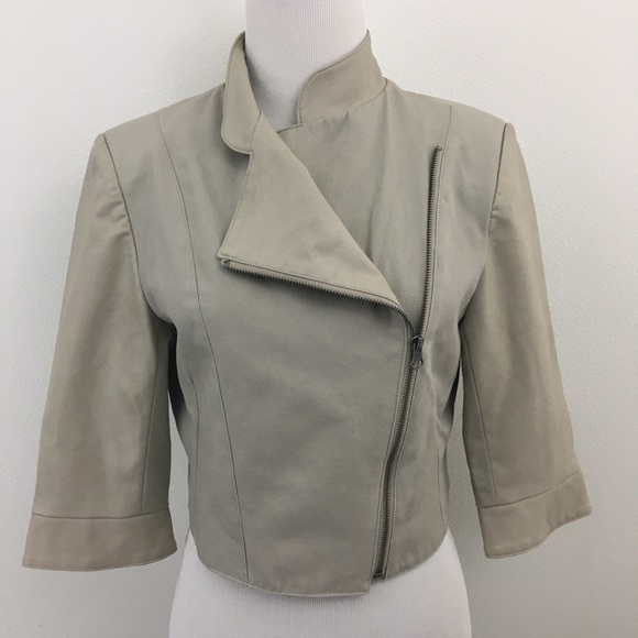 Moto Style Cropped Jacket 3/4 Sleeve - Picture 2 of 11